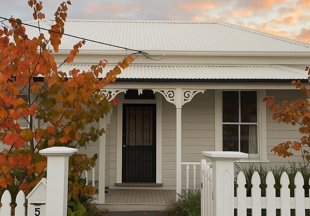 Same Grey Lynn villa visualised with a new cream COLORSTEEL Titania roof