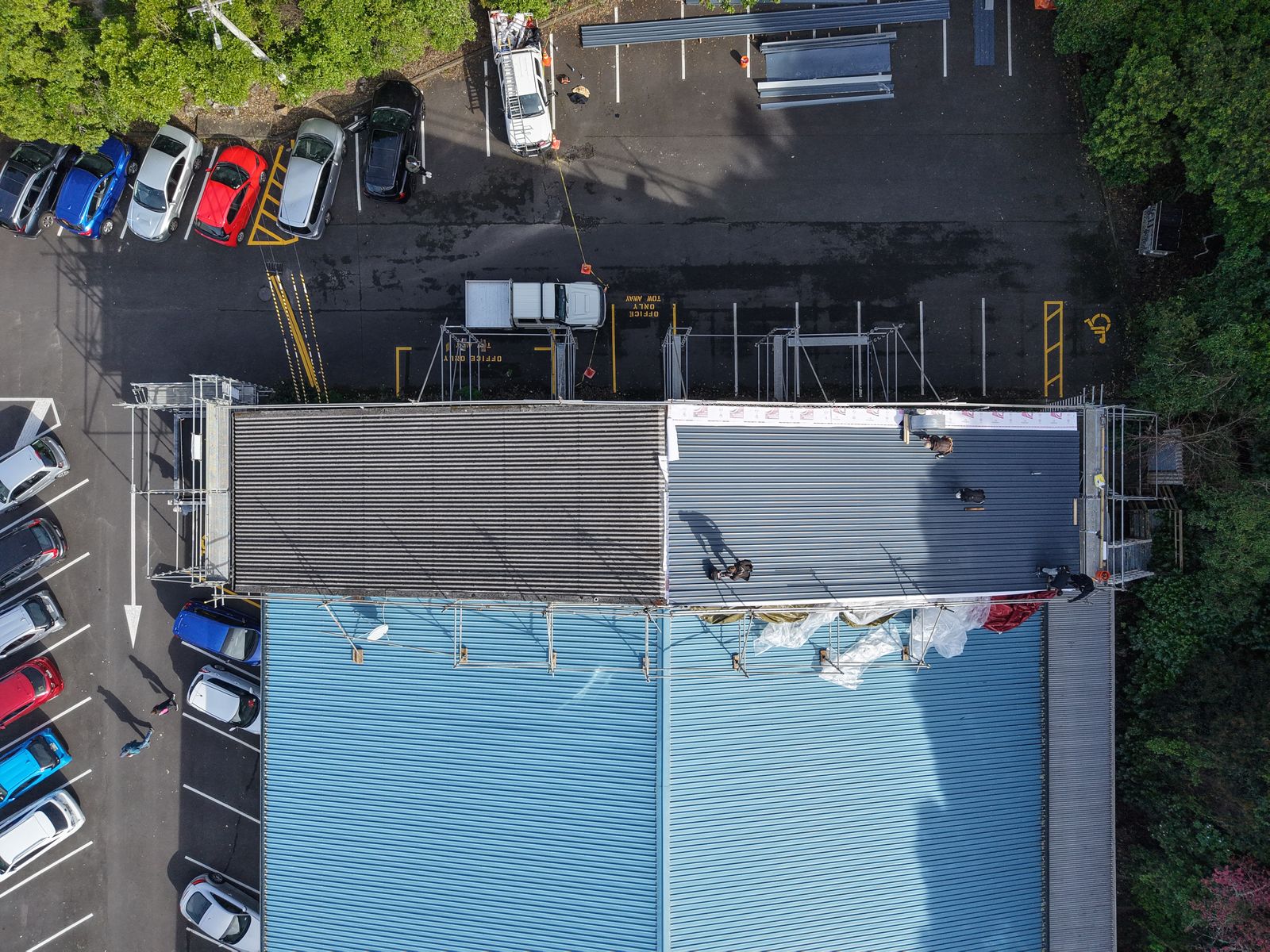 ColorSteel&trade; sheets stacked on site